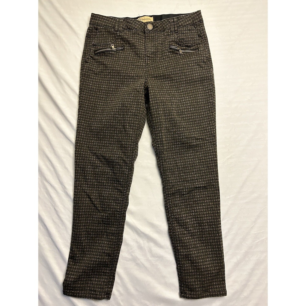 Democracy Ab Technology Houndstooth Dress Pants Slim Fit Women Size 10 Brown